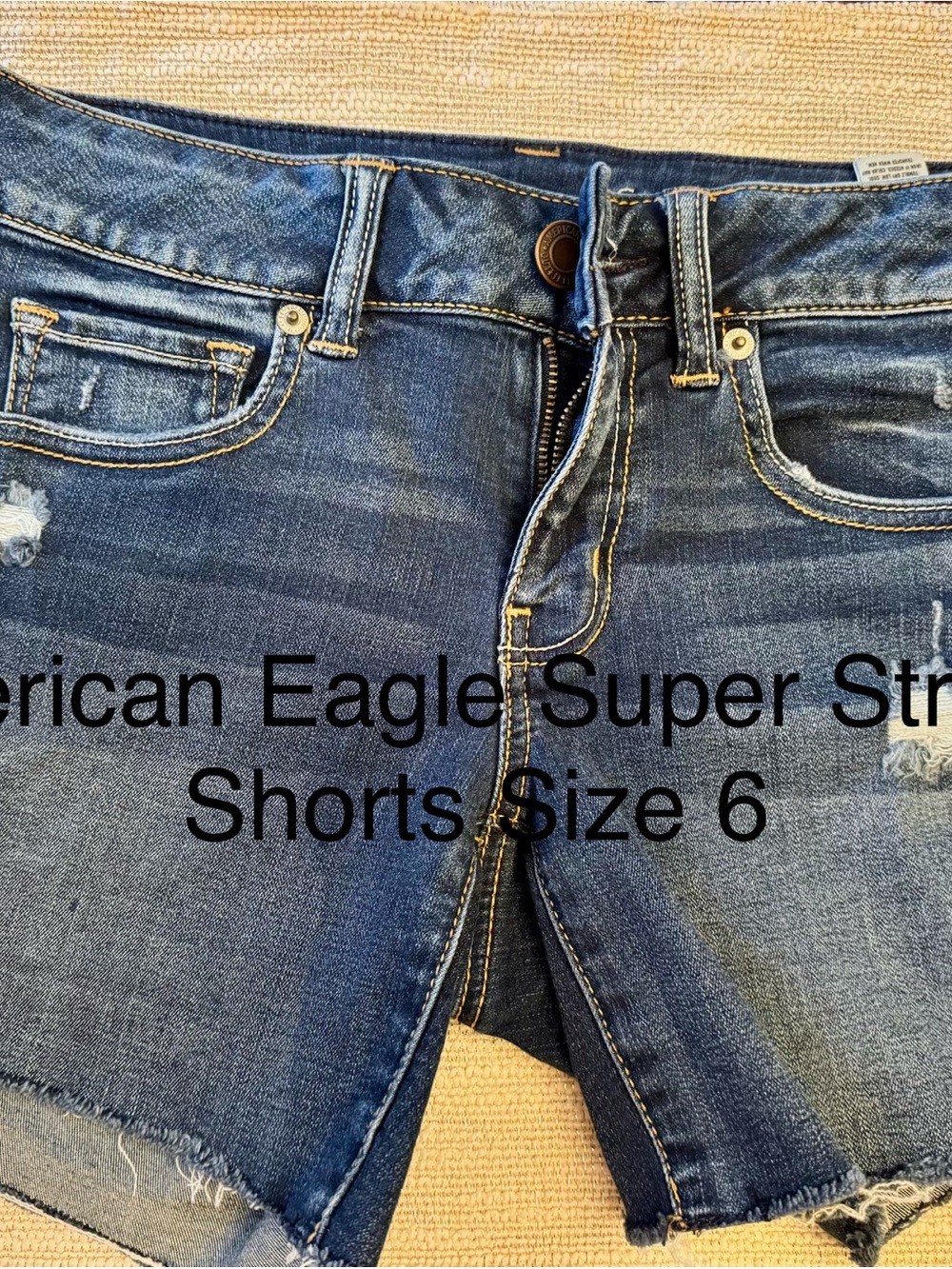 American Eagle Outfitters Distressed Dark Blue Denim Shorts